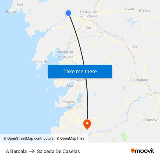 A Barcala to Salceda De Caselas map