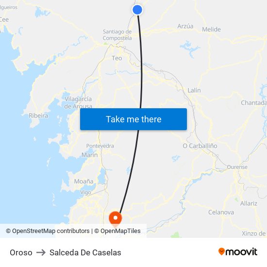 Oroso to Salceda De Caselas map