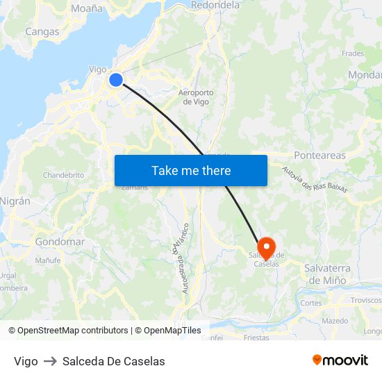 Vigo to Salceda De Caselas map