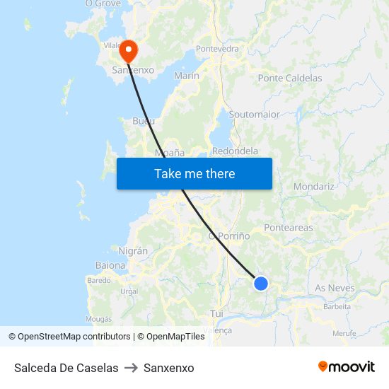 Salceda De Caselas to Sanxenxo map