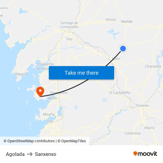 Agolada to Sanxenxo map