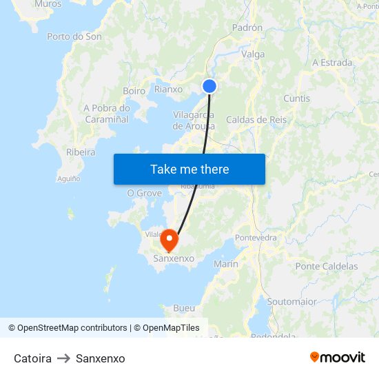 Catoira to Sanxenxo map