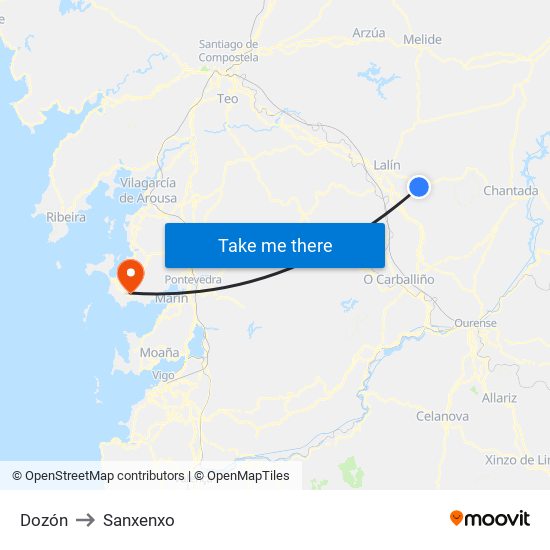 Dozón to Sanxenxo map