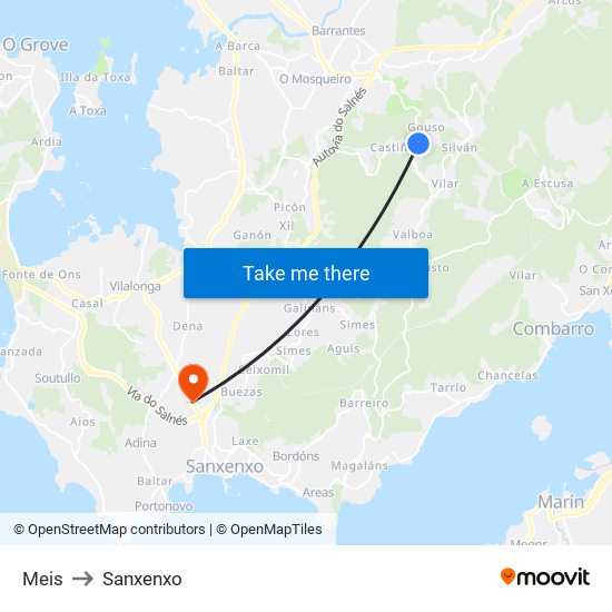 Meis to Sanxenxo map