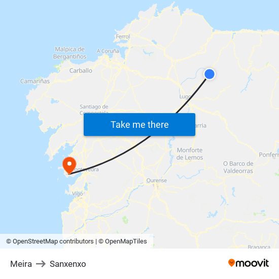 Meira to Sanxenxo map