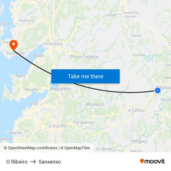 O Ribeiro to Sanxenxo map