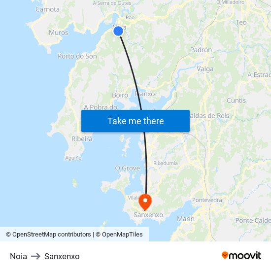 Noia to Sanxenxo map