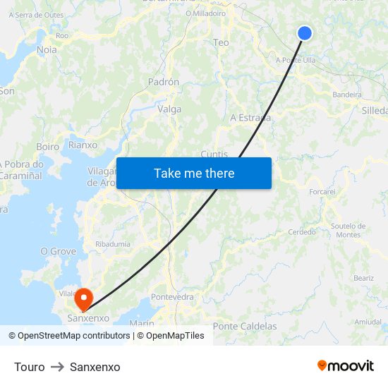 Touro to Sanxenxo map