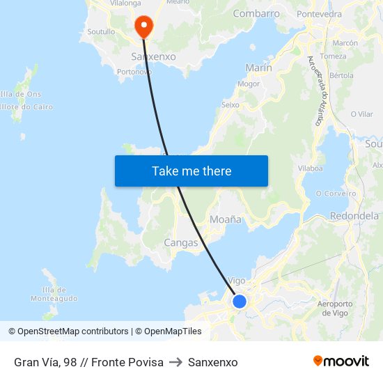 Gran Vía, 98 // Fronte Povisa to Sanxenxo map