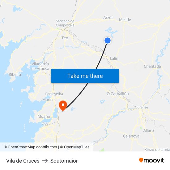 Vila de Cruces to Soutomaior map