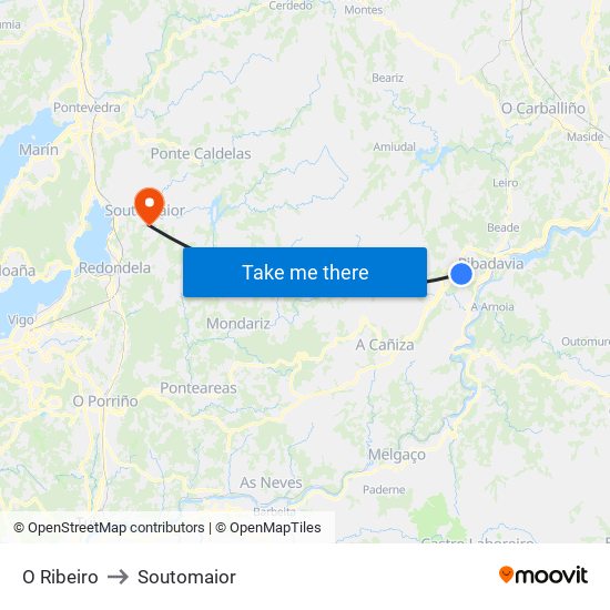 O Ribeiro to Soutomaior map