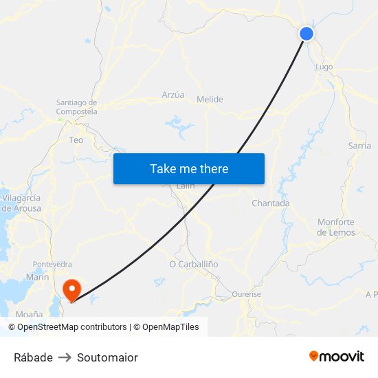 Rábade to Soutomaior map