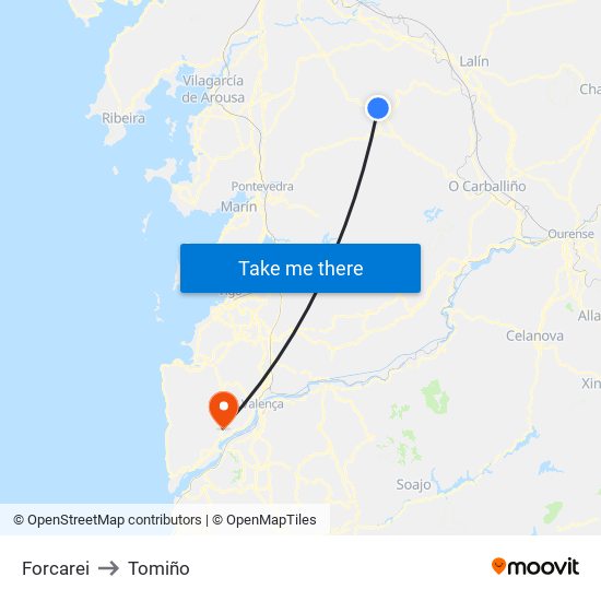 Forcarei to Tomiño map