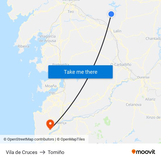 Vila de Cruces to Tomiño map