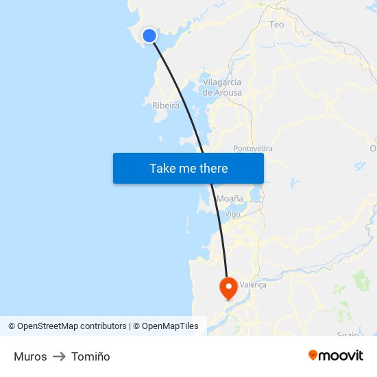 Muros to Tomiño map