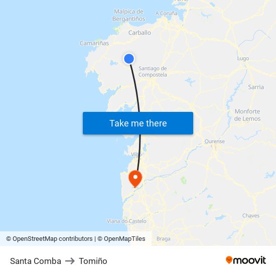 Santa Comba to Tomiño map