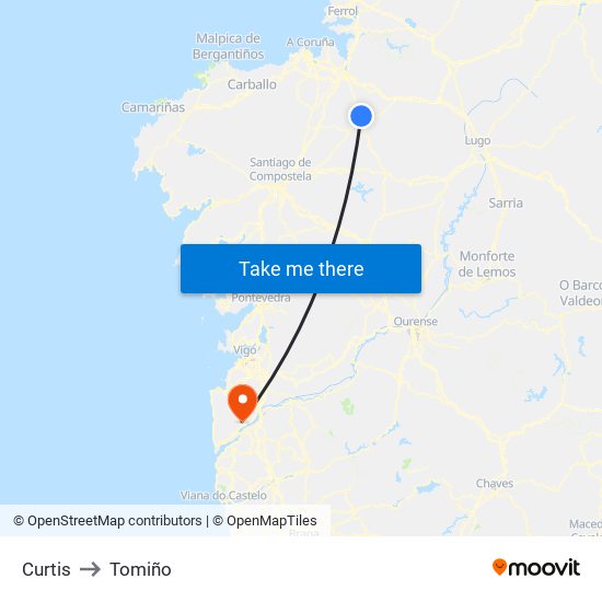 Curtis to Tomiño map