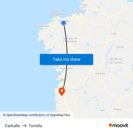 Carballo to Tomiño map