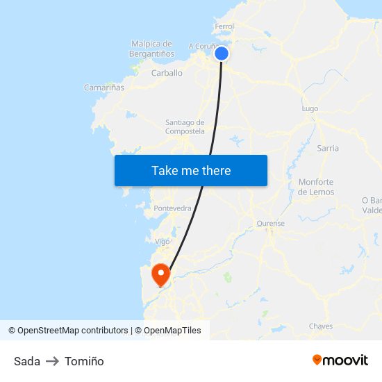 Sada to Tomiño map