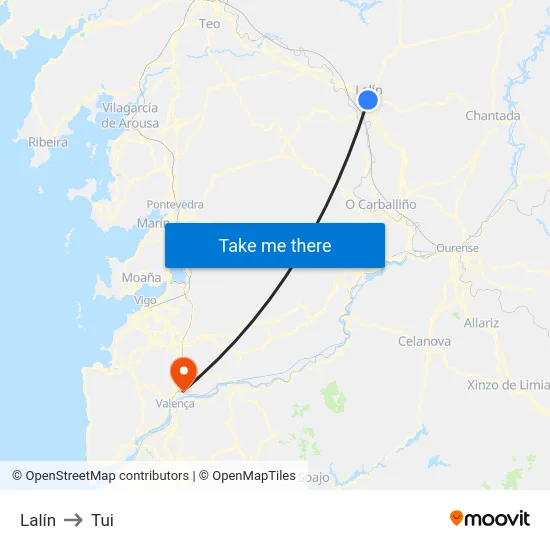 Lalín to Tui map