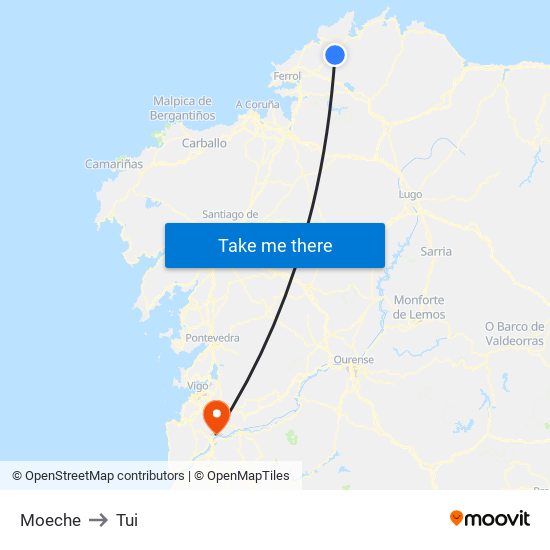 Moeche to Tui map