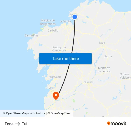 Fene to Tui map