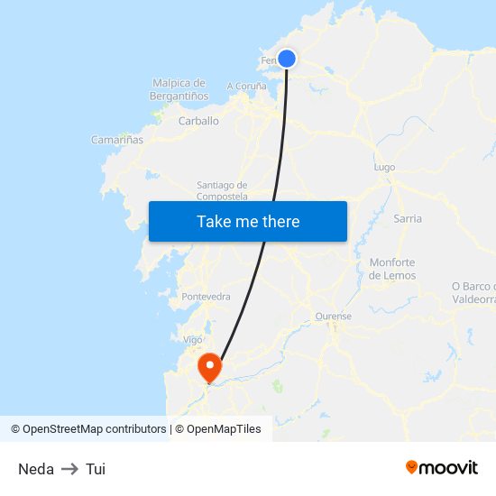 Neda to Tui map