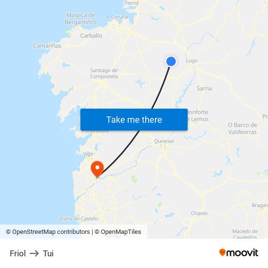 Friol to Tui map