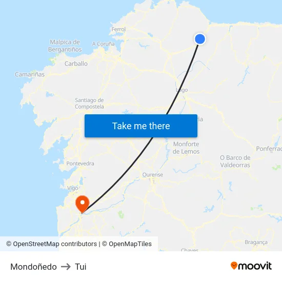 Mondoñedo to Tui map