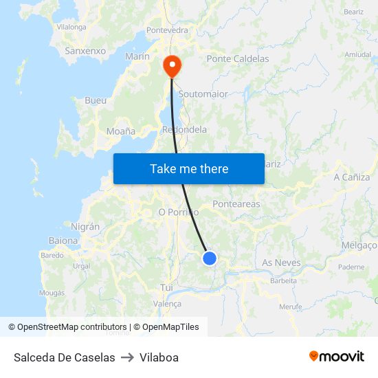 Salceda De Caselas to Vilaboa map