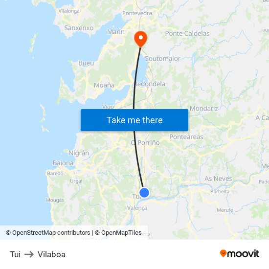 Tui to Vilaboa map