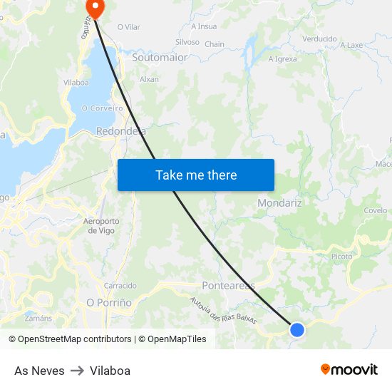 As Neves to Vilaboa map