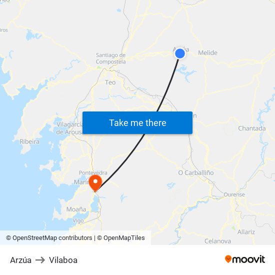 Arzúa to Vilaboa map