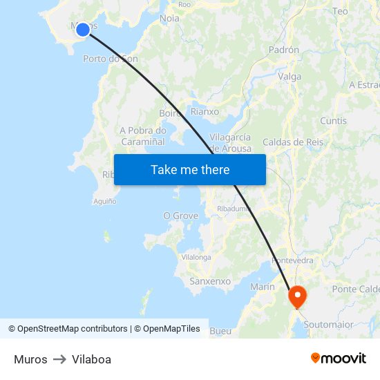 Muros to Vilaboa map