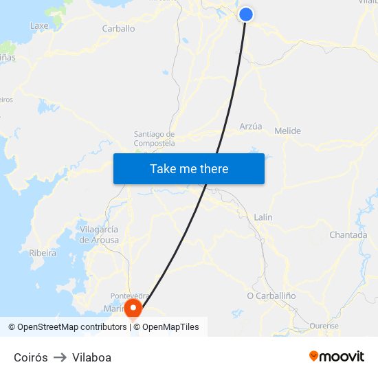 Coirós to Vilaboa map