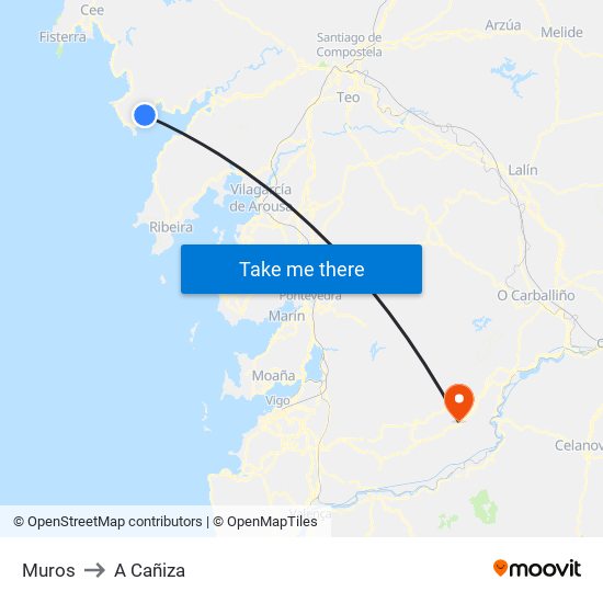 Muros to A Cañiza map