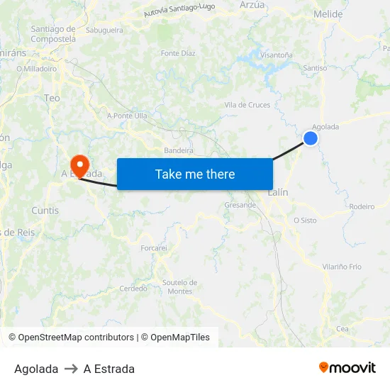 Agolada to A Estrada map