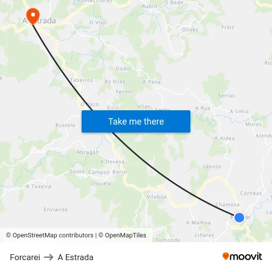 Forcarei to A Estrada map