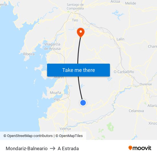 Mondariz-Balneario to A Estrada map