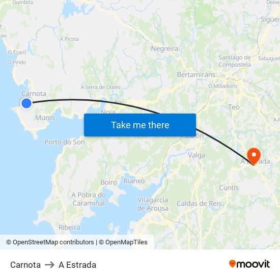 Carnota to A Estrada map