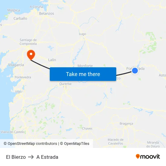 El Bierzo to A Estrada map