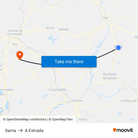 Sarria to A Estrada map