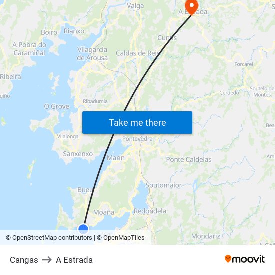 Cangas to A Estrada map