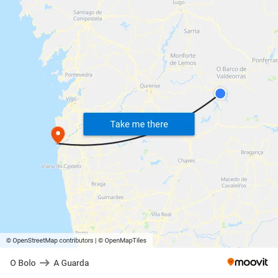 O Bolo to A Guarda map