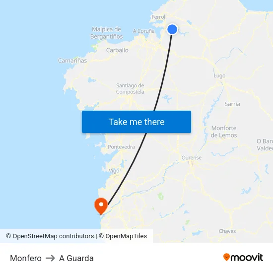 Monfero to A Guarda map