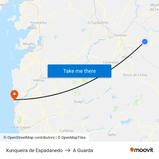 Xunqueira de Espadanedo to A Guarda map
