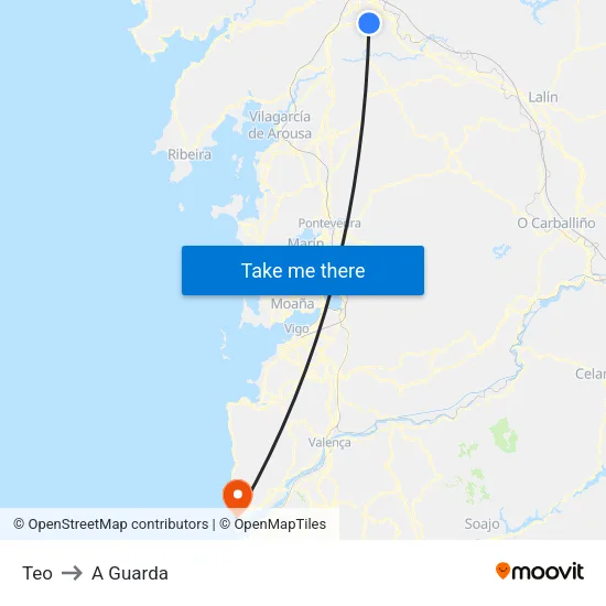 Teo to A Guarda map