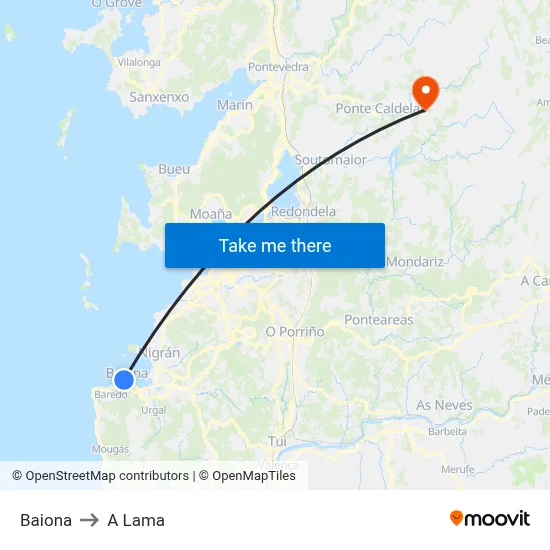 Baiona to A Lama map
