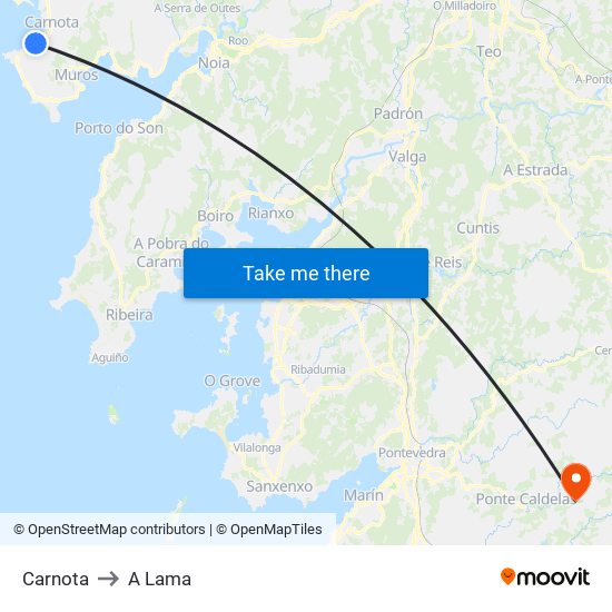 Carnota to A Lama map
