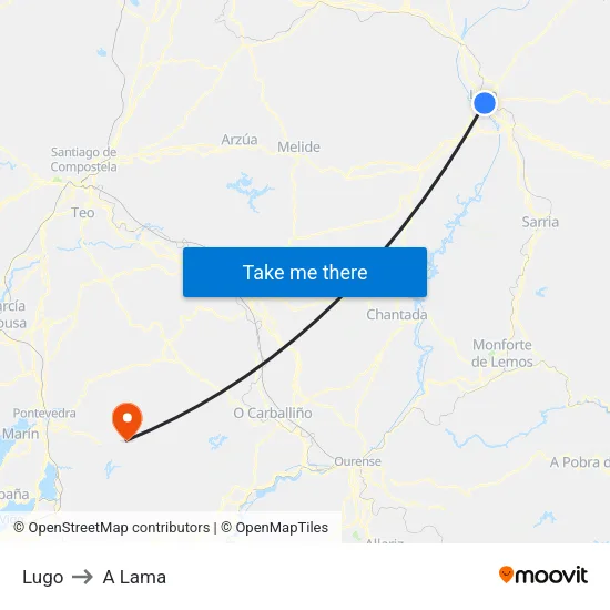 Lugo to A Lama map
